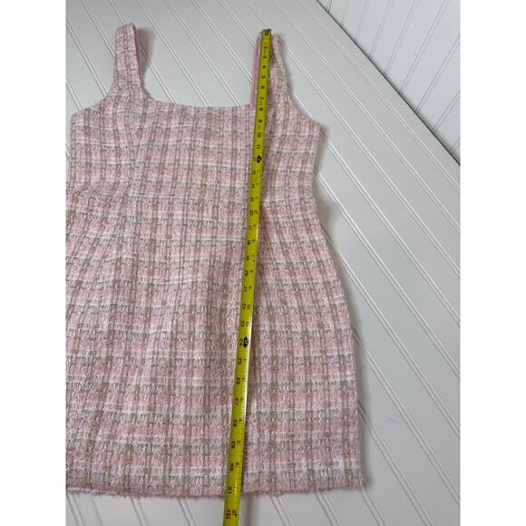 NWT Rumored Wiggy Dress Pink Shimmer Tweed Squared Neck Bodycon Size 10 - Picture 6 of 8